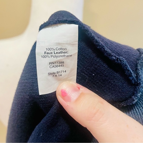 Madewell Blue and Black Faux Leather Colorblock Sweatshirt Medium - Picture 5 of 7